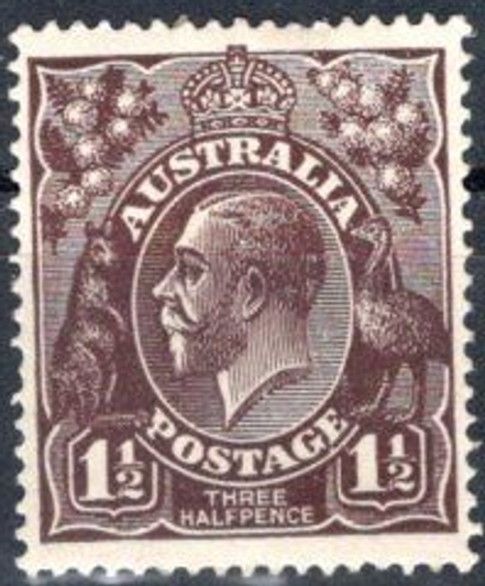 1914 ASC 63 Single Wmk P14 1½d Brown Black