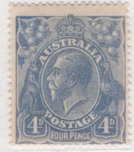 1914 ASC 74b Single Wmk P14 4d Blue