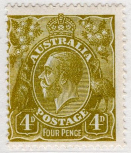 1925 ASC 91a Small Multiple Watermark P14 4d Olive
