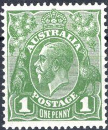 1927 ASC 95 Small Multiple Watermark P13½ x 12½ 1d Green Die 1