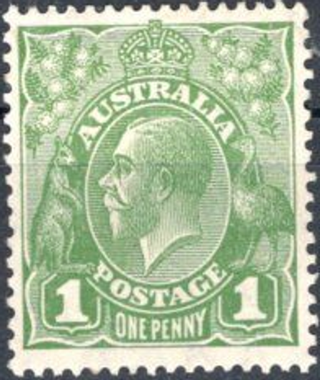 1927 ASC 95a Small Multiple Watermark P13½ x 12½ 1d Green Die 11