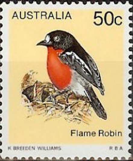 1979 ASC 743 50c Flame Robin Bird