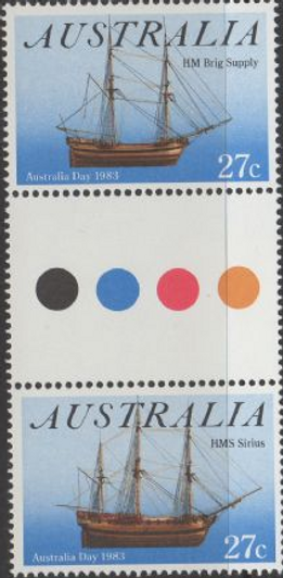 1983 ASC 874b Australia Day Gutter Pair