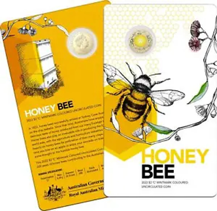 2022 $2 Honey Bee 'C' Mintmark Coloured UNC Coin