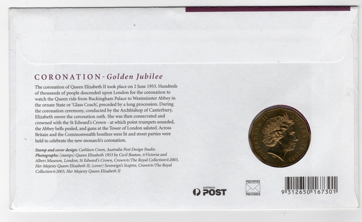 2003 50c Queen Elizabeth II Coronation Golden Jubilee PNC
