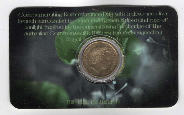 2014 Remembrance Day 'Green Dove' $2 UNC Coin