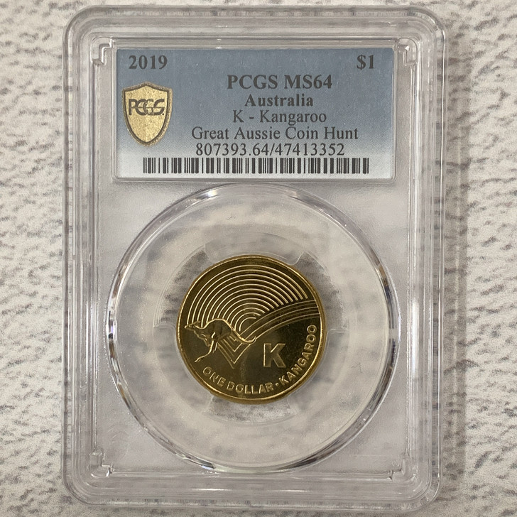 2019 PCGS MS64 K for Kangaroo Great Aussie Coin Hunt $1 Coin