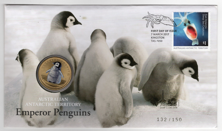 2017 $1 Emperor Penguins - Melbourne Stamp and Coin Show L/E 132 of 150 PNC