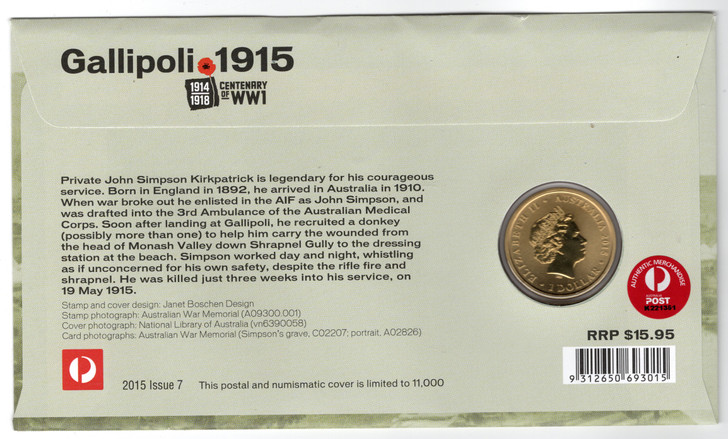 2015 Gallipoli, Centenary of WWI PNC