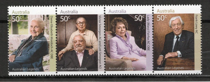 2008 ASC 2519a Legends of Philanthropy strip of 4 stamps