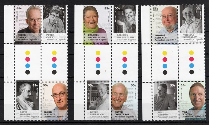 2010 ASC 2748c/59c Australian Legends--Written Word gutter pairs (12) Stamps