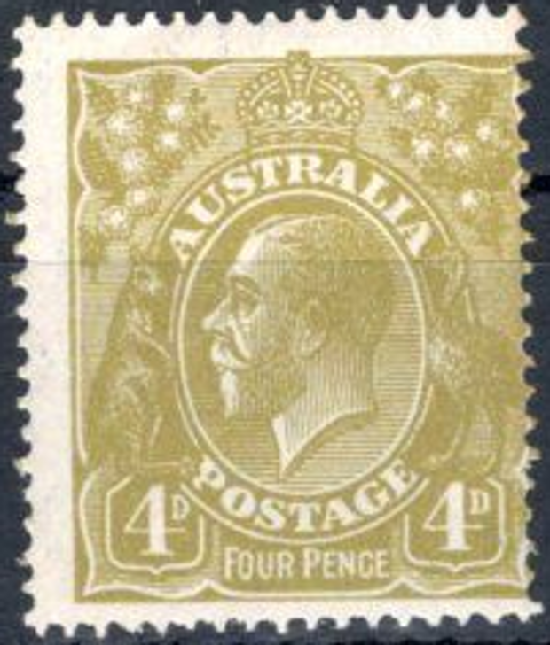 1925 ASC 91 Small Multiple Watermark P14 4d Olive
