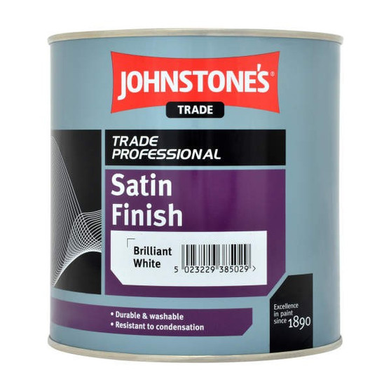 Johnstone's Trade Satin Paint Interior - 1L  - Brilliant White Johnstone's Trade Satin Paint Interior - 1L  - Brilliant White