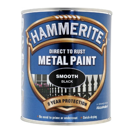 Hammerite Metal Paint Smooth Black 750ml Tin