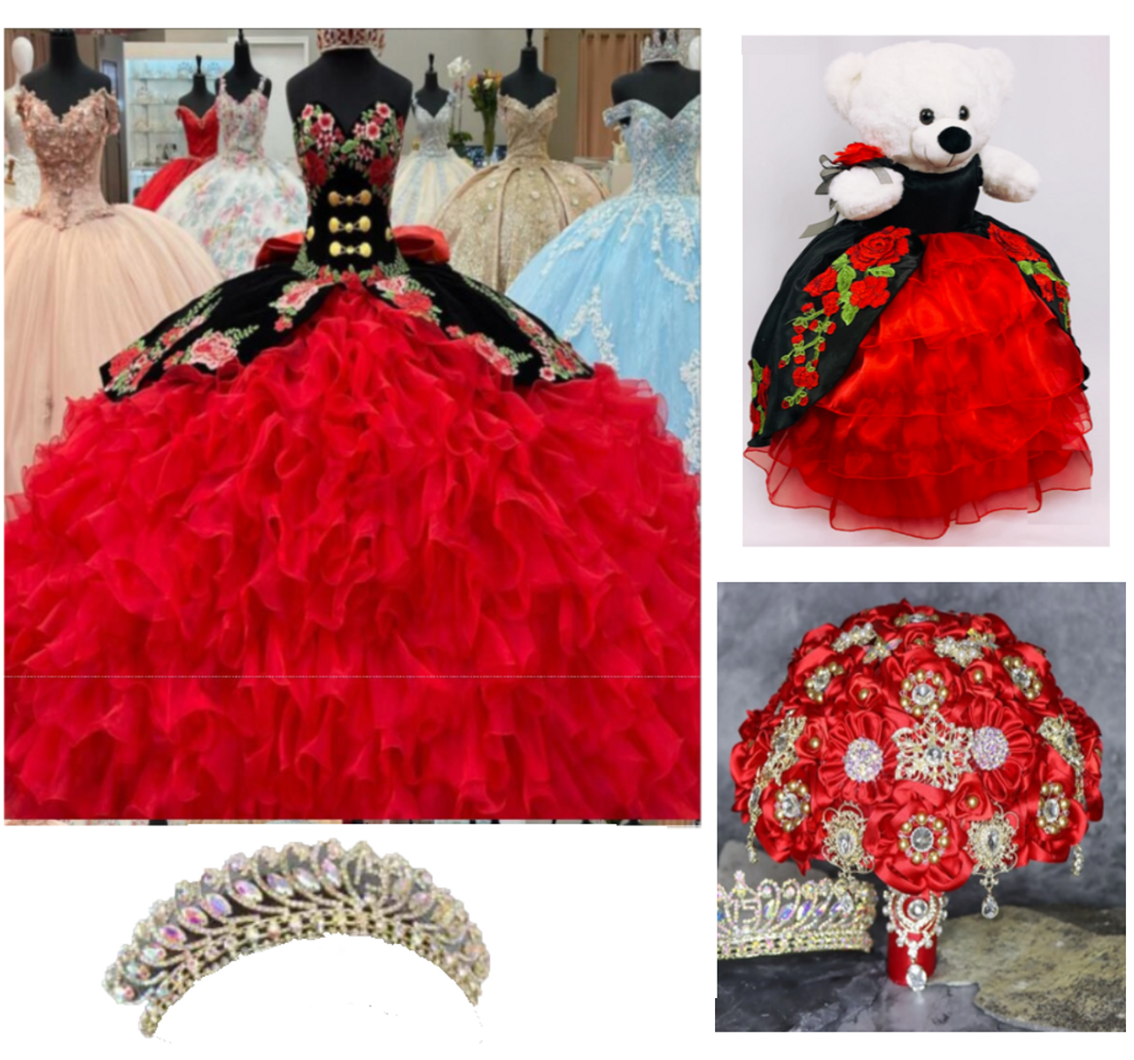 red and black quinceanera dresses