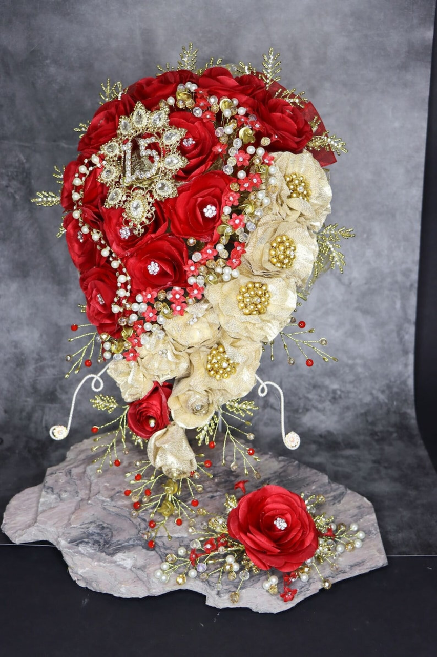 Silk Flower Brooch Red Brooch Bouquet Flower Pins Clothes 