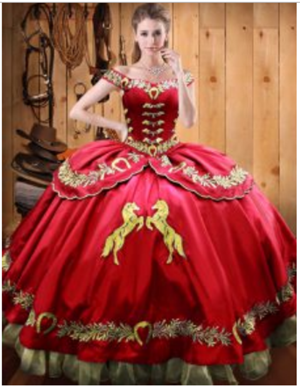 red charro quince dress