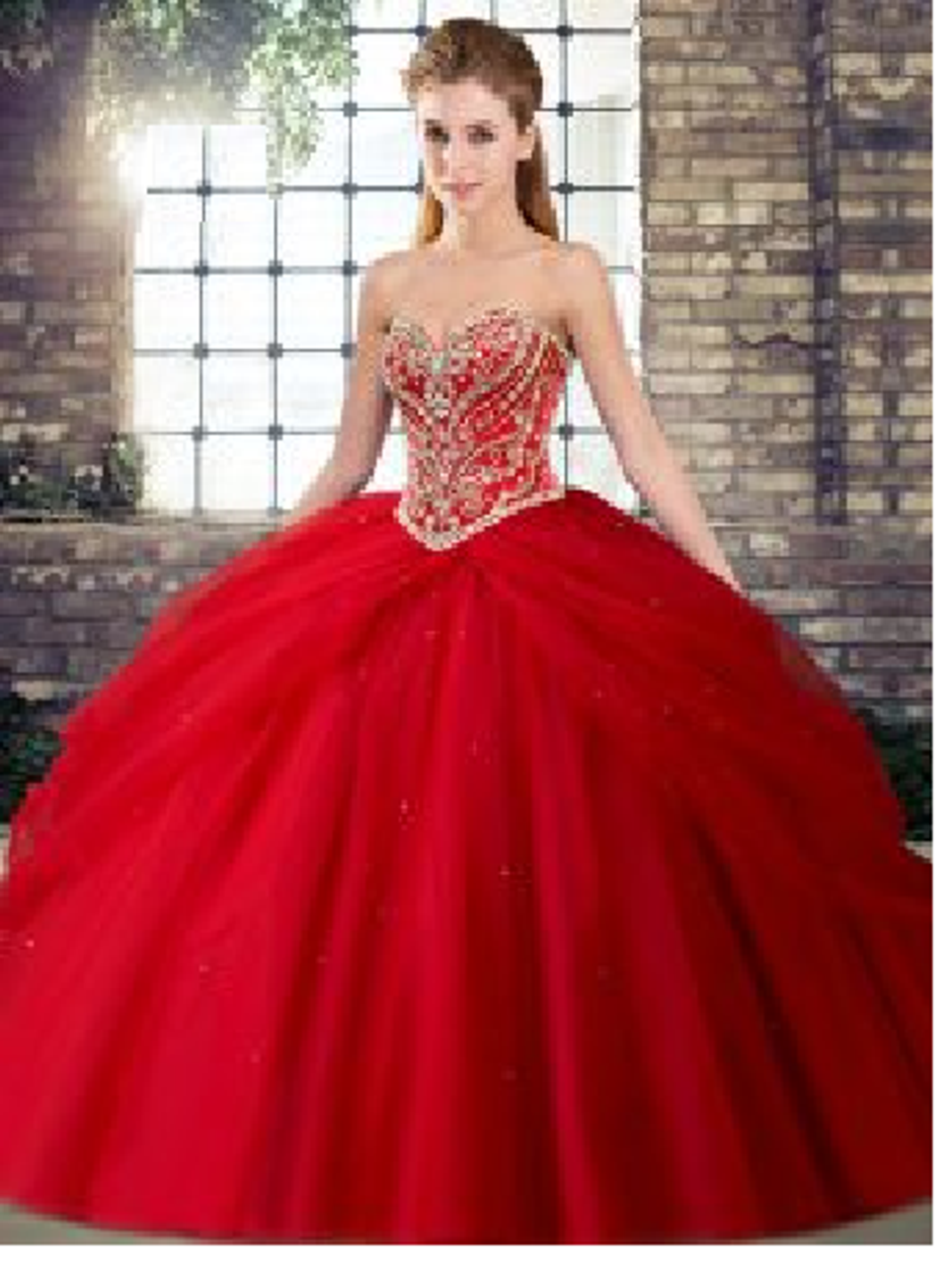 Red Quinceanera Dresses Long Sleeve Wedding Dress With Train