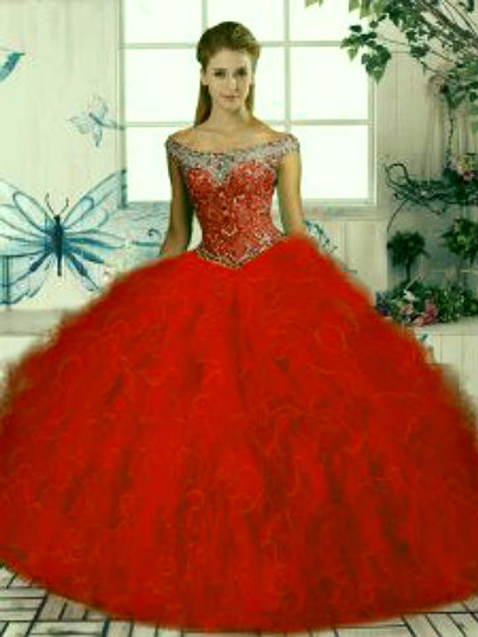 2024 Exquisite Red Quinceanera Dresses Off The Shoulder Ruffles Princess  Sweet 16 Custom Made Prom Gowns vestidos de 15 años | Beyondshoping | Free  Worldwide Shipping, No Minimum!