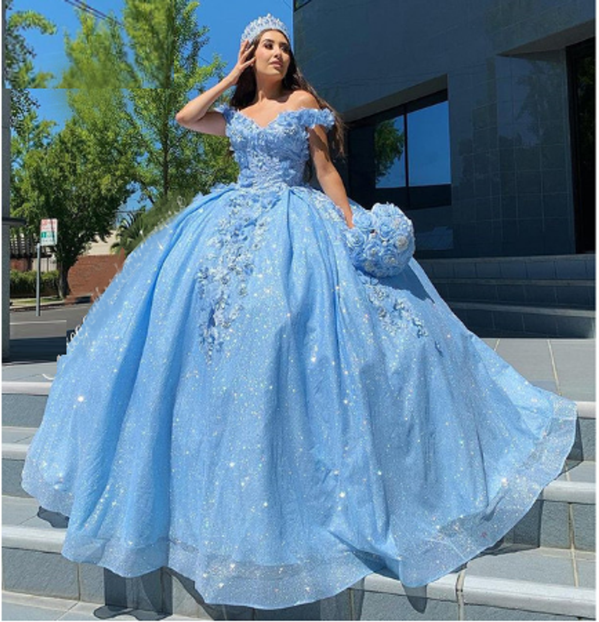 Light Blue Quinceanera Dress - Quinceanera Style