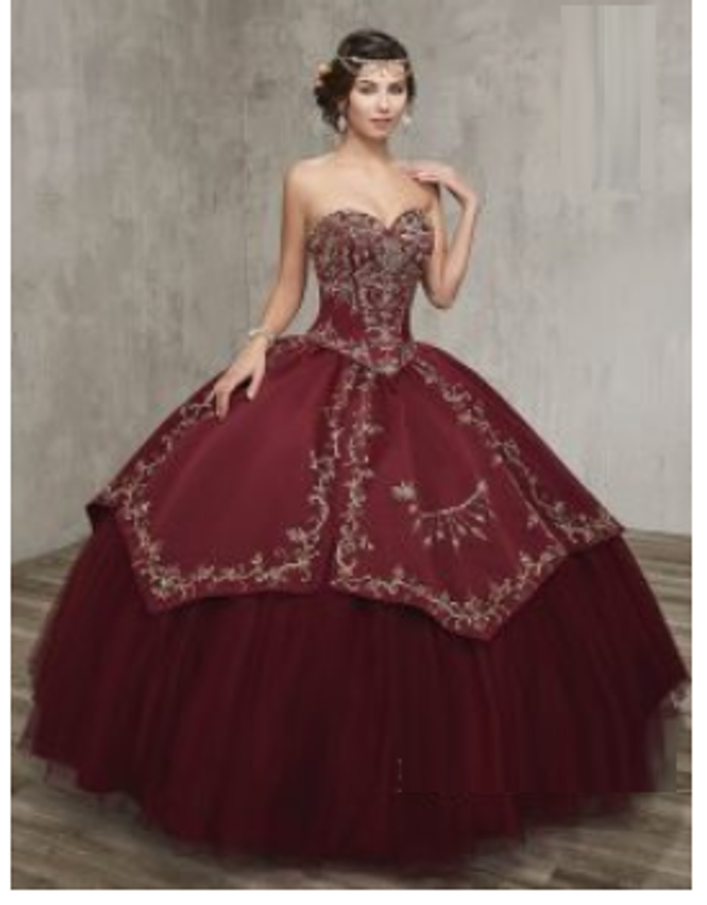 Gold Lace Appliqued Burgundy African American Prom Dress - Lunss