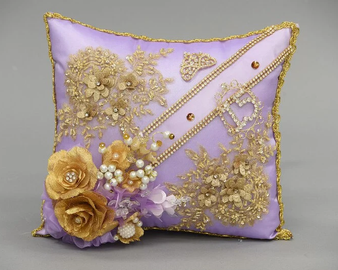 Lilac and Gold Quinceanera Pillow
