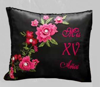 Pink Roses Quinceanera Pillow