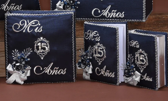 Navy Blue Quinceanera Bible, Guest Book, Photo Album
