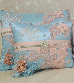  Light Blue Quinceanera Pillows Set