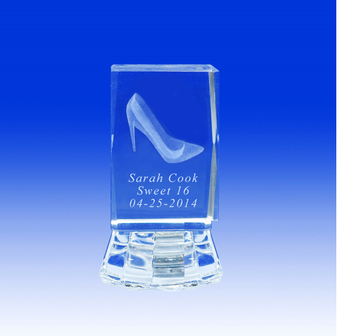 2.5" Lighted Crystal Quinceanera Shoe Design Favor, personalized