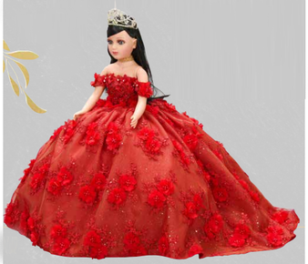 Red Roses Quinceanera Doll
