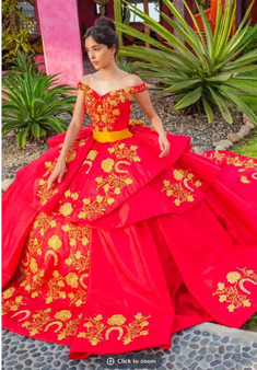 Red Charro Quinceanera Dress