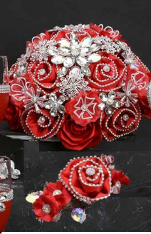 Red Quinceanera Flower Bouquet