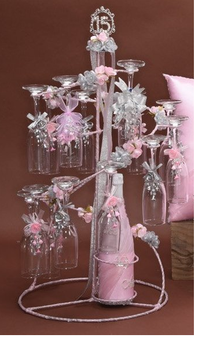 Pink Spiral Quinceanera Toasting Set