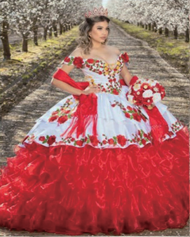 Red Charro Quinceanera Dress
