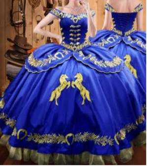 Royal Blue Charro Quinceanera Dress