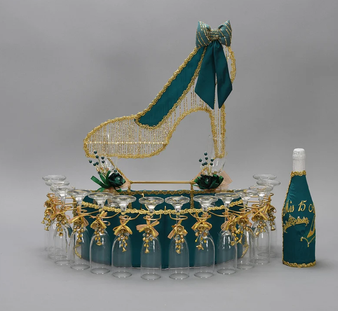 Emerald Green Quinceanera Slipper Toasting Set