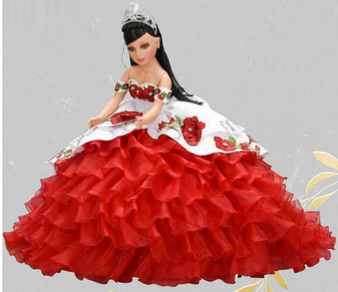 Red Roses Charro Quinceanera Doll