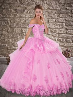 Crystal and Beaded Pink Quinceanera Dress