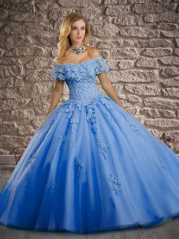 Off  the shoulder Baby Blue Quinceanera Dress