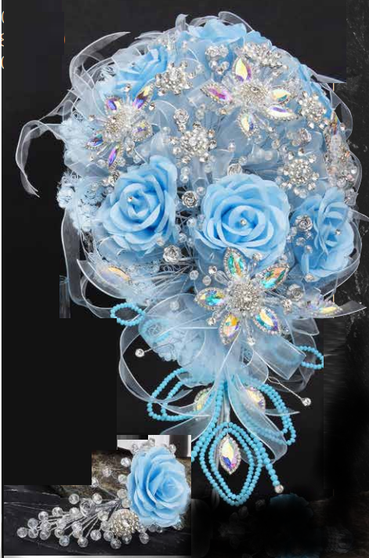 Light Blue Quinceanera Flower Bouquet