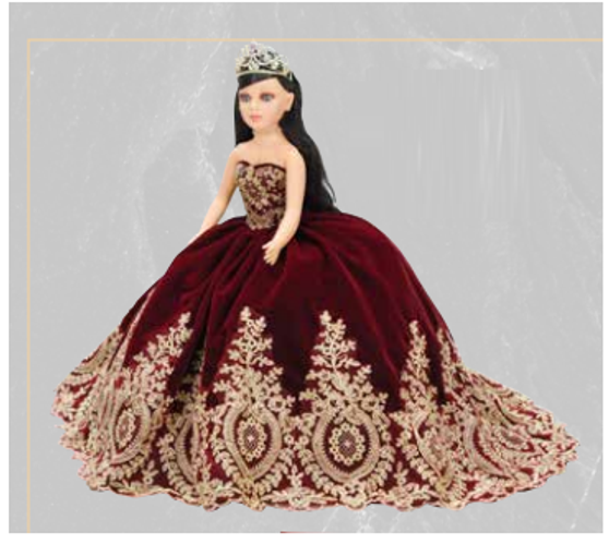 Velvet Wine Red Quinceanera Doll