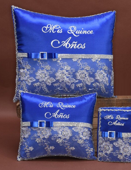 Royal Blue Quinceanera Pillow Set