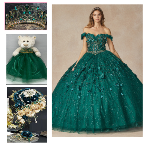 Hunter Green Dress Quinceanera Package