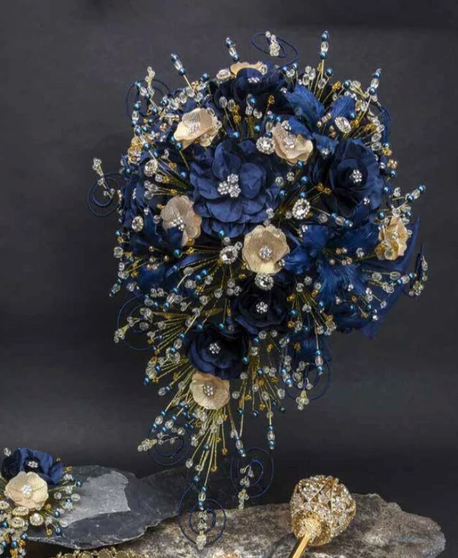 Navy Blue Quinceanera Flower Bouquet