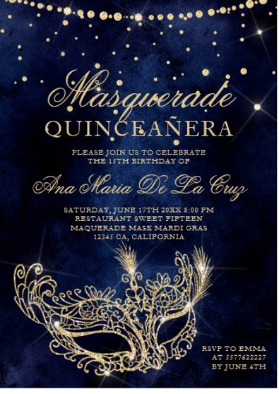 Masquerade Quinceanera Invitation QS-IN32 set of 50
