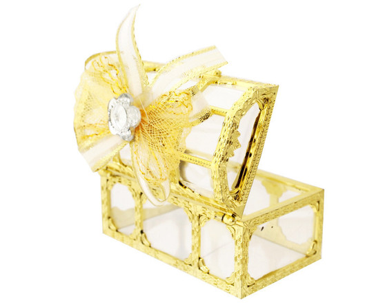 3" Gold Treasure Chest Ribbon Bow Favor Box - Pack of 12 ( $ 1.99 each)