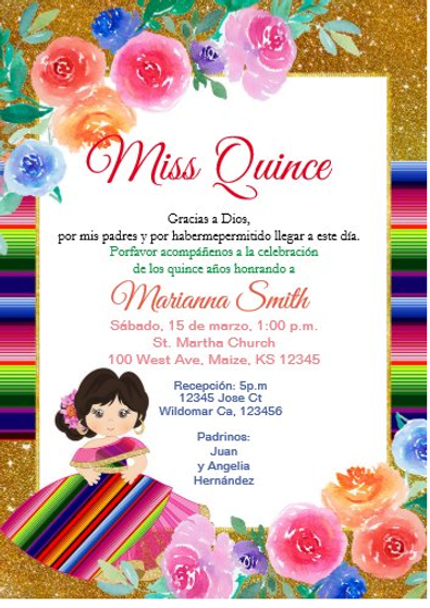 Charra Quinceanera Invitation QS-IN49 set of 50