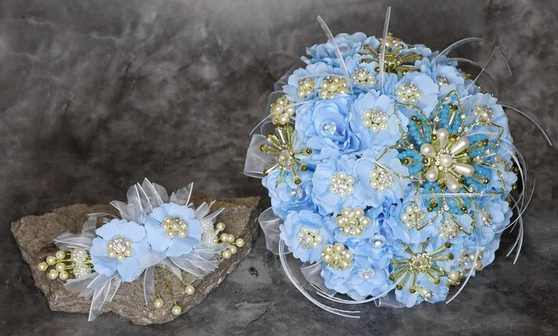 Baby Blue Quinceanera Flower Bouquet