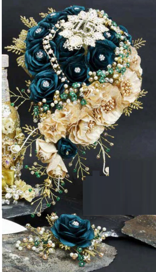 Hunter Green Quinceanera Flower Bouquet